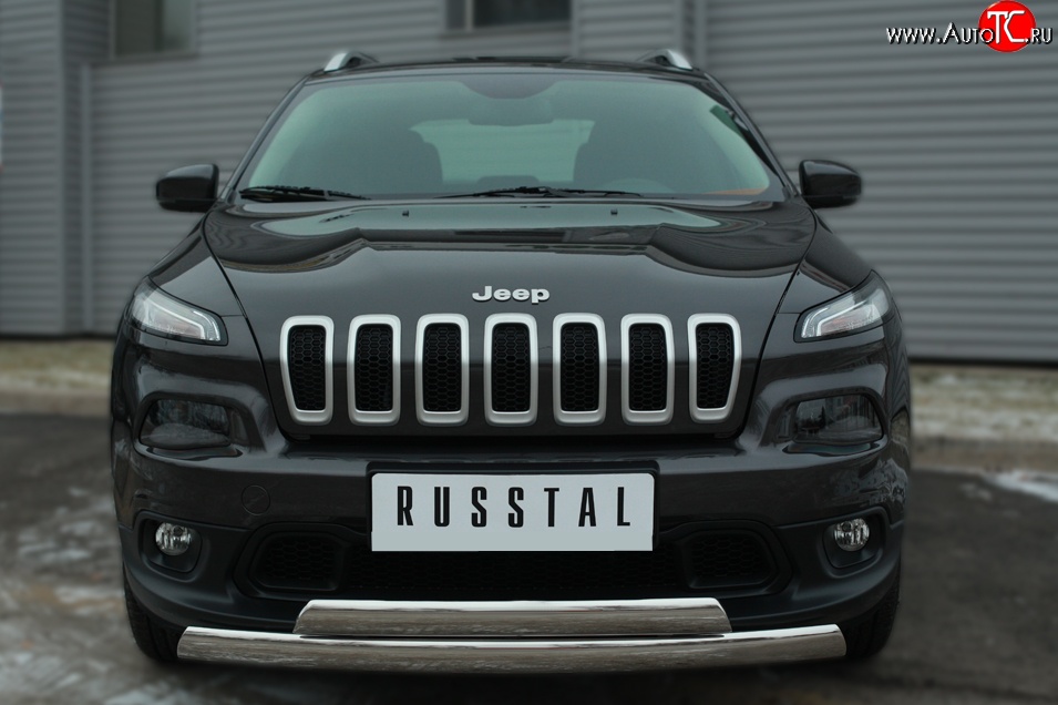 24 749 р. Защита переднего бампера (2 трубыØ75х42 мм, нержавейка) Russtal Jeep Cherokee KL дорестайлинг (2014-2017)  с доставкой в г. Санкт‑Петербург