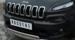 24 749 р. Защита переднего бампера (2 трубыØ75х42 мм, нержавейка) Russtal Jeep Cherokee KL дорестайлинг (2014-2017)  с доставкой в г. Санкт‑Петербург. Увеличить фотографию 3