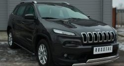 24 749 р. Защита переднего бампера (2 трубыØ75х42 мм, нержавейка) Russtal Jeep Cherokee KL дорестайлинг (2014-2017)  с доставкой в г. Санкт‑Петербург. Увеличить фотографию 4