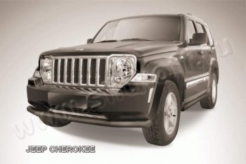 9 799 р. Защита переднего бампера их трубы d76 Slitkoff Jeep Cherokee KL дорестайлинг (2014-2017) (Цвет: серебристый)  с доставкой в г. Санкт‑Петербург. Увеличить фотографию 1