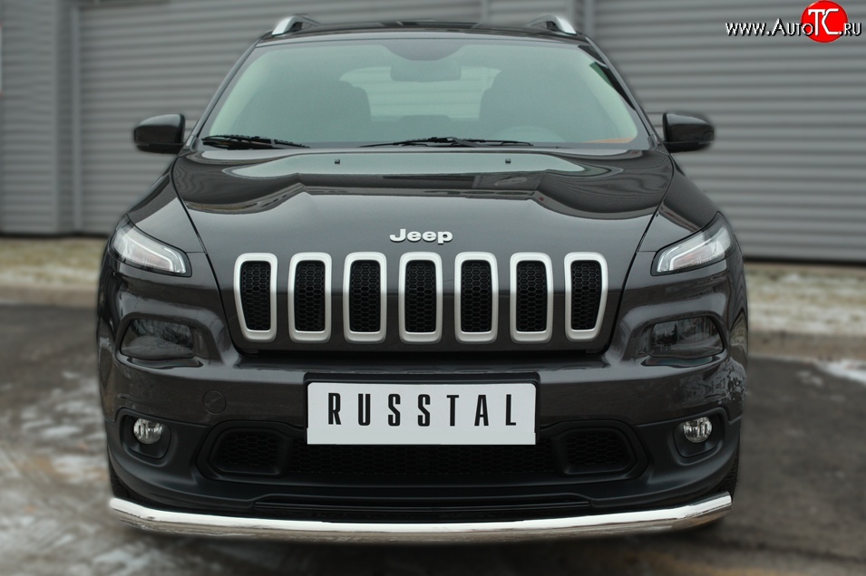 16 949 р. Одинарная защита переднего бампера диаметром 63 мм Russtal Jeep Cherokee KL дорестайлинг (2014-2017)  с доставкой в г. Санкт‑Петербург