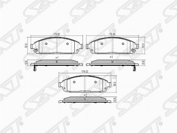 1 539 р. Колодки тормозные SAT (передние)  Jeep Grand Cherokee  WK (2004-2010)  с доставкой в г. Санкт‑Петербург. Увеличить фотографию 1