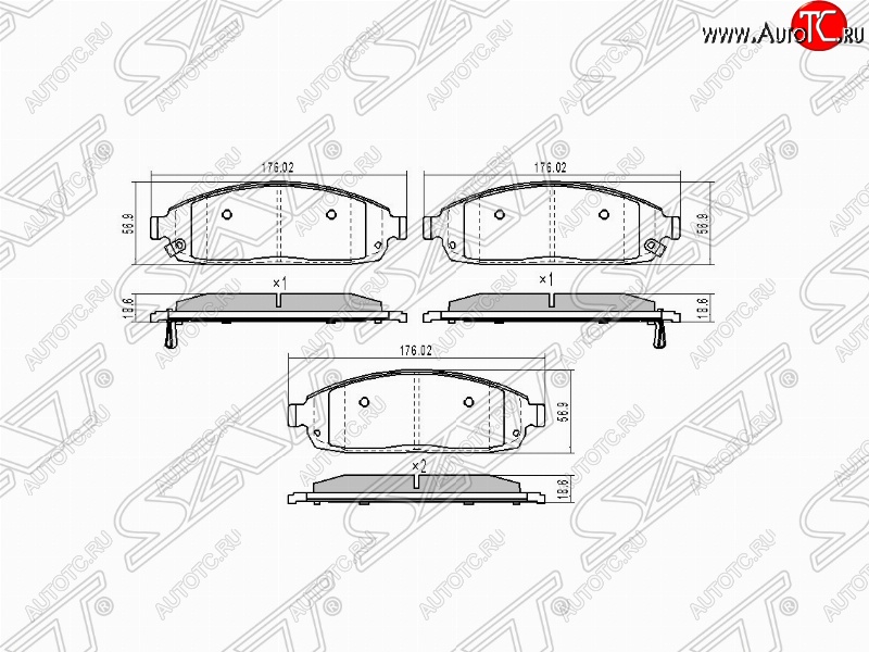 1 539 р. Колодки тормозные SAT (передние) Jeep Grand Cherokee WK (2004-2010)  с доставкой в г. Санкт‑Петербург