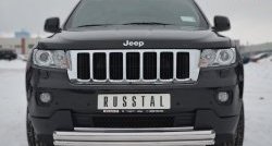 Защита переднего бампера (2 трубыØ76 и 42 мм, нержавейка) Russtal Jeep Grand Cherokee WK2 дорестайлинг (2010-2013)