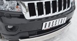 19 299 р. Защита переднего бампера (2 трубыØ76 и 63 мм, нержавейка) Russtal Jeep Grand Cherokee WK2 дорестайлинг (2010-2013)  с доставкой в г. Санкт‑Петербург. Увеличить фотографию 2