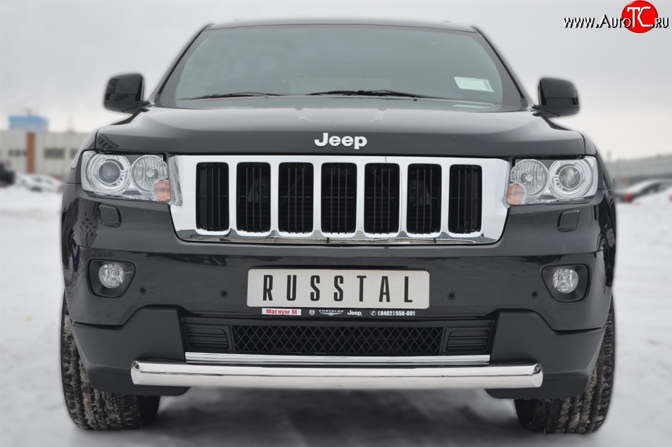 14 999 р. Одинарная защита переднего бампера диаметром 76 мм Russtal Jeep Grand Cherokee WK2 дорестайлинг (2010-2013)  с доставкой в г. Санкт‑Петербург