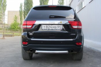 5 999 р. Защита заднего бампера из трубы d76 Slitkoff (короткая) Jeep Grand Cherokee WK2 дорестайлинг (2010-2013) (Цвет: серебристый)  с доставкой в г. Санкт‑Петербург. Увеличить фотографию 2