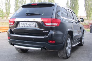 5 999 р. Защита заднего бампера из трубы d76 Slitkoff (короткая) Jeep Grand Cherokee WK2 дорестайлинг (2010-2013) (Цвет: серебристый)  с доставкой в г. Санкт‑Петербург. Увеличить фотографию 3