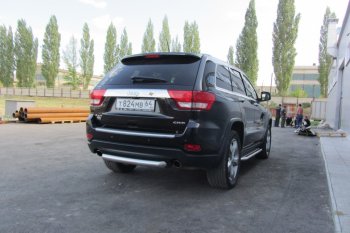 5 999 р. Защита заднего бампера из трубы d76 Slitkoff (короткая)  Jeep Grand Cherokee  WK2 (2010-2013) дорестайлинг (Цвет: серебристый)  с доставкой в г. Санкт‑Петербург. Увеличить фотографию 5