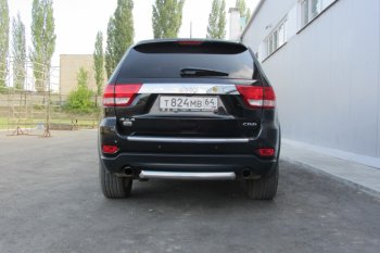 5 999 р. Защита заднего бампера из трубы d76 Slitkoff (короткая) Jeep Grand Cherokee WK2 дорестайлинг (2010-2013) (Цвет: серебристый)  с доставкой в г. Санкт‑Петербург. Увеличить фотографию 1