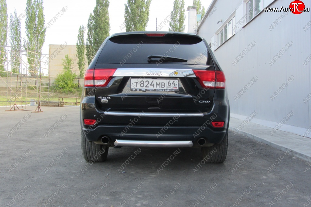 5 999 р. Защита заднего бампера из трубы d76 Slitkoff (короткая) Jeep Grand Cherokee WK2 дорестайлинг (2010-2013) (Цвет: серебристый)  с доставкой в г. Санкт‑Петербург