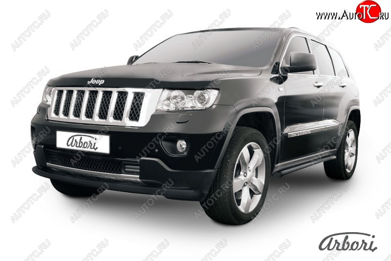 6 749 р. Защита переднего бампера Arbori (черная, 1 труба d57 mm). Jeep Grand Cherokee WK2 дорестайлинг (2010-2013)  с доставкой в г. Санкт‑Петербург