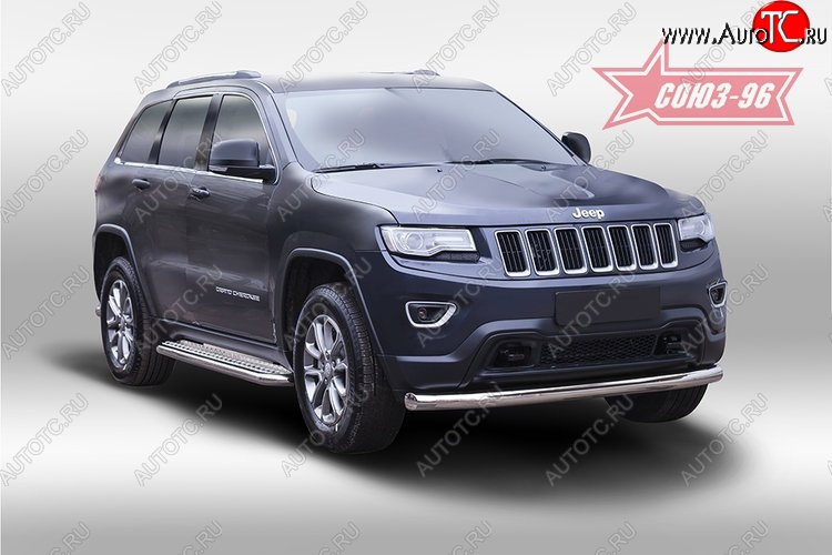 16 469 р. Защита переднего бампера одинарная рестайлинг Souz-96 (d76). Jeep Grand Cherokee WK2 дорестайлинг (2010-2013)  с доставкой в г. Санкт‑Петербург