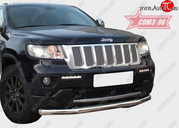 16 739 р. Защита переднего бампера одинарная Souz-96 (d76) Jeep Grand Cherokee WK2 дорестайлинг (2010-2013)  с доставкой в г. Санкт‑Петербург