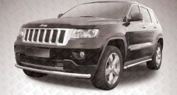 10 999 р. Одинарная защита переднего бампера из трубы диаметром 57 мм Slitkoff Jeep Grand Cherokee WK2 дорестайлинг (2010-2013) (Нержавейка, Полированная)  с доставкой в г. Санкт‑Петербург. Увеличить фотографию 1