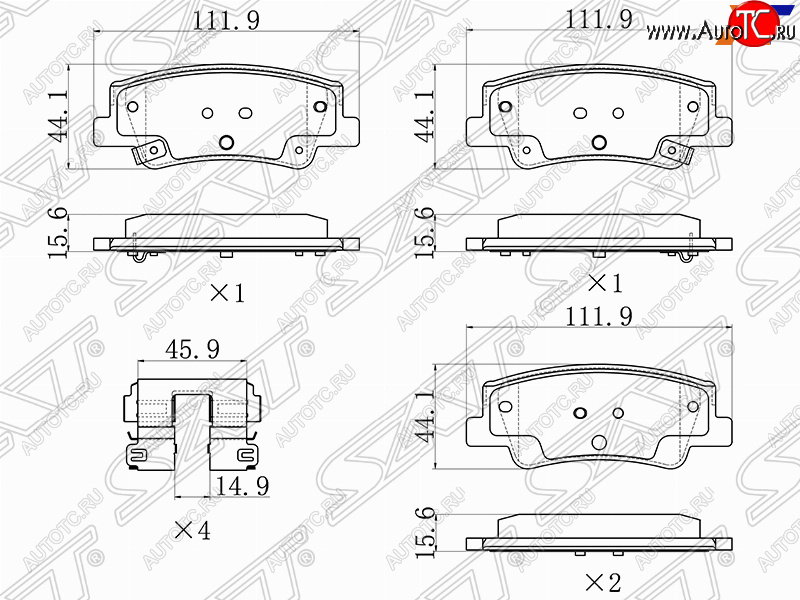 2 099 р. Задние тормозные колодки SAT Hyundai Sonata DN8 (2019-2022)  с доставкой в г. Санкт‑Петербург