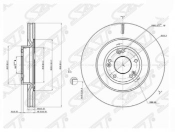 4 399 р. Передний тормозной диск SAT  KIA Quaris  1 KH (2015-2019) 2-ой рестайлинг седан  с доставкой в г. Санкт‑Петербург. Увеличить фотографию 1
