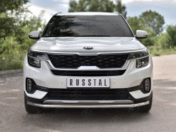 11 449 р. Защита переднего бампера (Ø42 мм, нержавейка) Russtal KIA Seltos (2019-2024)  с доставкой в г. Санкт‑Петербург. Увеличить фотографию 2