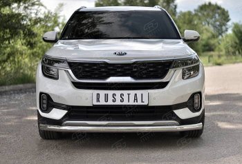 13 549 р. Защита переднего бампера (Ø 63 мм, нержавейка) Russtal KIA Seltos (2019-2024)  с доставкой в г. Санкт‑Петербург. Увеличить фотографию 1