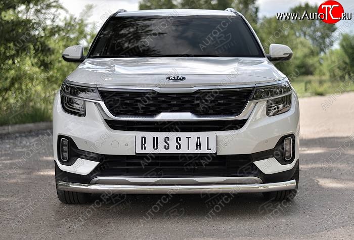 13 549 р. Защита переднего бампера (Ø 63 мм, нержавейка) Russtal KIA Seltos (2019-2024)  с доставкой в г. Санкт‑Петербург