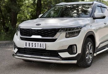 13 549 р. Защита переднего бампера (Ø 63 мм, нержавейка) Russtal KIA Seltos (2019-2024)  с доставкой в г. Санкт‑Петербург. Увеличить фотографию 2