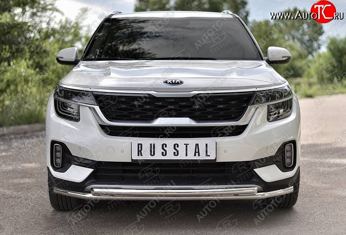 14 599 р. Защита переднего бампера (2 трубы Ø42 мм, нержавейка) Russtal KIA Seltos (2019-2024)  с доставкой в г. Санкт‑Петербург