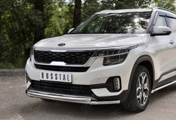 14 599 р. Защита переднего бампера (2 трубы Ø42 мм, нержавейка) Russtal KIA Seltos (2019-2024)  с доставкой в г. Санкт‑Петербург. Увеличить фотографию 2