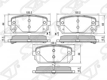 739 р. Колодки тормозные SAT (задние) KIA Carens FC, RS дорестайлинг (1999-2002)  с доставкой в г. Санкт‑Петербург. Увеличить фотографию 1