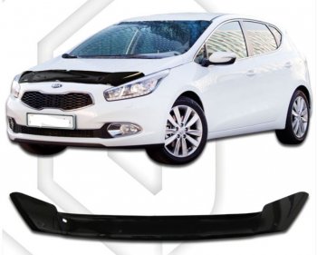 1 799 р. Дефлектор капота CA-Plastiс  KIA Ceed  2 JD (2012-2015) (Classic черный, Без надписи)  с доставкой в г. Санкт‑Петербург. Увеличить фотографию 1