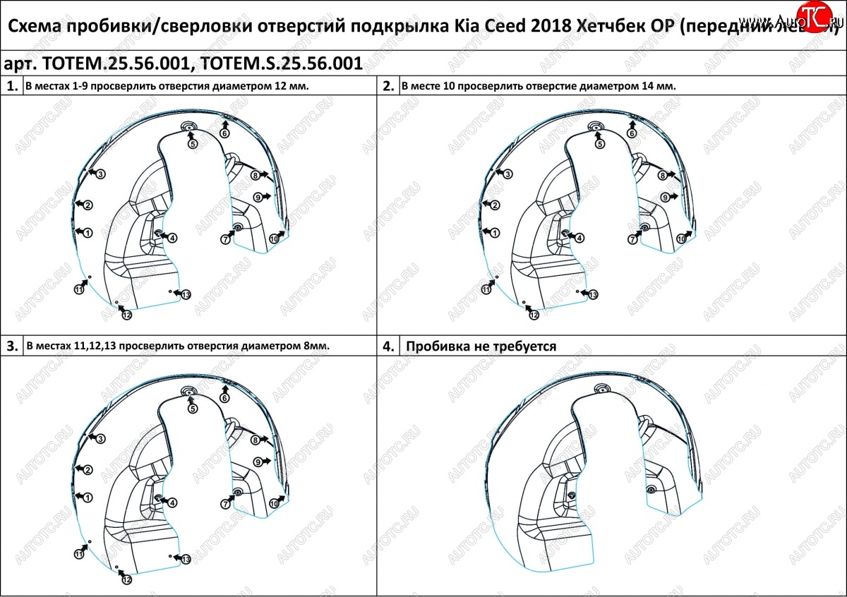 4 599 р. Правый подкрылок передний TOTEM (с шумоизоляцией) KIA Ceed 3 CD хэтчбэк (2018-2024)  с доставкой в г. Санкт‑Петербург