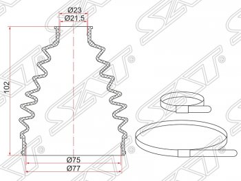 399 р. Пыльник ШРУСа (наружный) SAT (2 хомута. резина)  KIA Ceed (1 ED), Mazda 3/Axela (BK,  BL)  с доставкой в г. Санкт‑Петербург. Увеличить фотографию 1