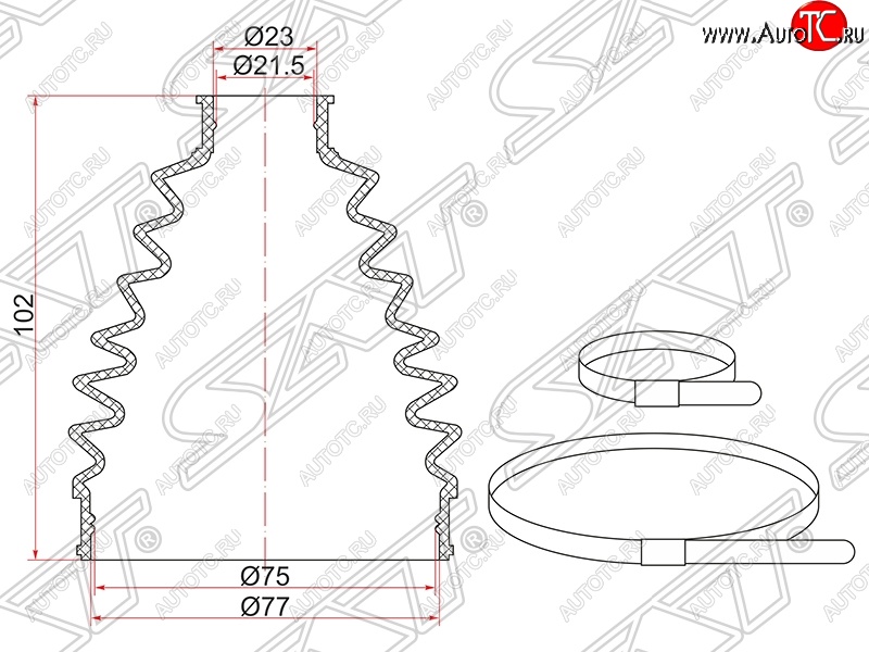 399 р. Пыльник ШРУСа (наружный) SAT (2 хомута. резина)  KIA Ceed (1 ED), Mazda 3/Axela (BK,  BL)  с доставкой в г. Санкт‑Петербург