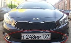 2 099 р. Нижняя защитная сетка на бампер Russtal (черная) KIA Ceed 1 ED рестайлинг, хэтчбэк 5 дв. (2010-2012)  с доставкой в г. Санкт‑Петербург. Увеличить фотографию 1