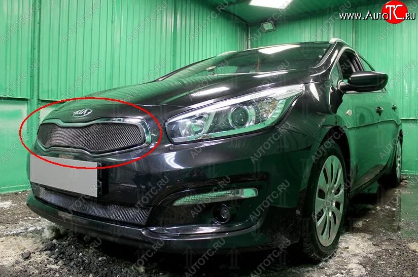 1 469 р. Сетка в решетку радиатора Russtal  KIA Ceed  1 ED (2010-2012) рестайлинг, хэтчбэк 5 дв. (черная)  с доставкой в г. Санкт‑Петербург