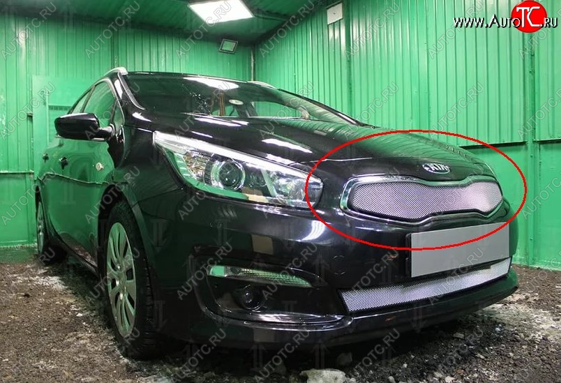 1 539 р. Сетка в решетку радиатора Russtal  KIA Ceed  1 ED (2010-2012) рестайлинг, хэтчбэк 5 дв. (хром)  с доставкой в г. Санкт‑Петербург