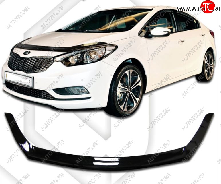 1 989 р. Дефлектор капота CA-Plastiс  KIA Cerato Koup  1 TD (2008-2013) (Classic черный, Без надписи)  с доставкой в г. Санкт‑Петербург