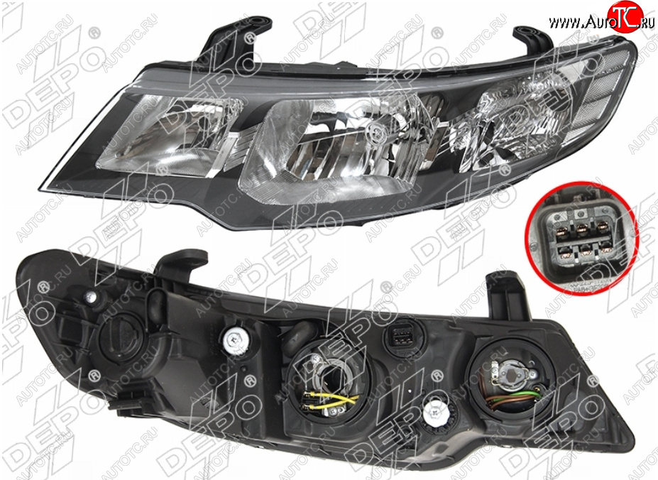 9 349 р. Левая фара (под электрокорректор) DEPO  KIA Cerato  2 TD (2008-2013) седан  с доставкой в г. Санкт‑Петербург