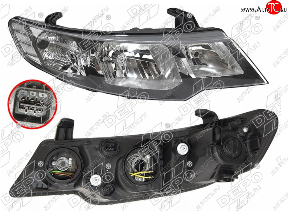 9 349 р. Правая фара (под электрокорректор) DEPO  KIA Cerato  2 TD (2008-2013) седан  с доставкой в г. Санкт‑Петербург