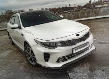 8 499 р. Юбка переднего бампера (только GT-Line бампер) TopKontur Design  KIA Optima  4 JF (2015-2018) дорестайлинг универсал, дорестайлинг седан (Неокрашенная)  с доставкой в г. Санкт‑Петербург. Увеличить фотографию 1