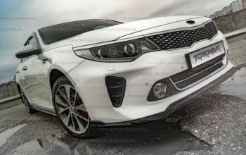 8 499 р. Юбка переднего бампера (только GT-Line бампер) TopKontur Design  KIA Optima  4 JF (2015-2018) дорестайлинг универсал, дорестайлинг седан (Неокрашенная)  с доставкой в г. Санкт‑Петербург. Увеличить фотографию 2