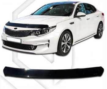 2 699 р. Дефлектор капота CA-Plastiс  KIA Optima  4 JF (2015-2018) (Classic черный, Без надписи)  с доставкой в г. Санкт‑Петербург. Увеличить фотографию 1