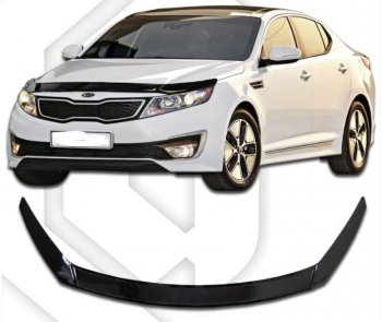 2 599 р. Дефлектор капота CA-Plastiс Exclusive  KIA Optima  3 TF (2010-2016) (Classic черный, Без надписи)  с доставкой в г. Санкт‑Петербург. Увеличить фотографию 1