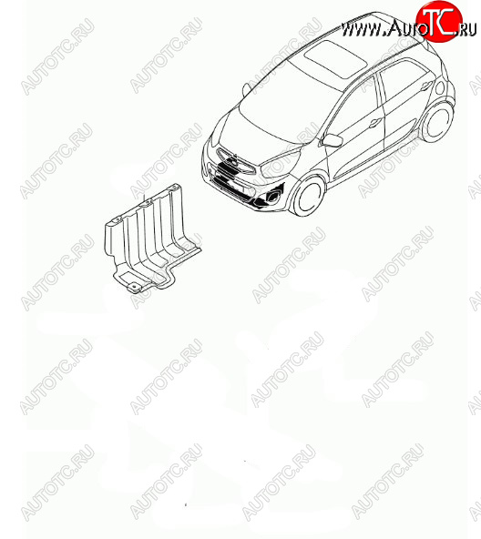 1 799 р. Правый защита двигателя (пыльник) HYUNDAI/KIA/MOBIS KIA Picanto 2 TA хэтчбэк 3 дв. дорестайлинг (2011-2015)  с доставкой в г. Санкт‑Петербург