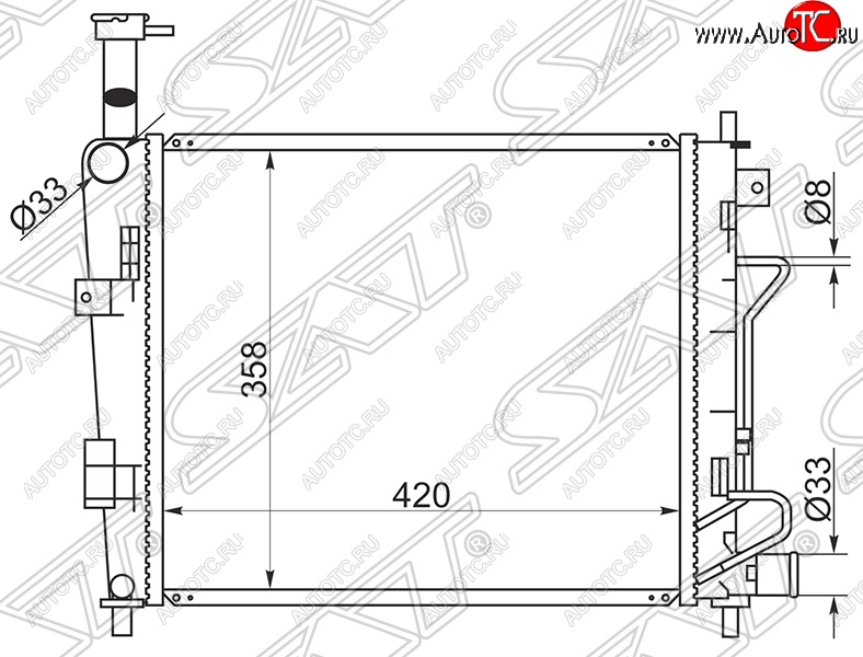 5 249 р. Радиатор двигателя SAT KIA Picanto 2 TA хэтчбэк 5 дв. дорестайлинг (2011-2015)  с доставкой в г. Санкт‑Петербург