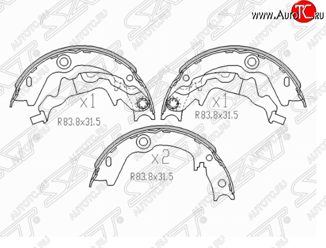 1 399 р. Колодки ручного тормоза SAT KIA Rio 2 JB дорестайлинг седан (2005-2009)  с доставкой в г. Санкт‑Петербург