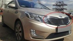 1 539 р. Защитная сетка в решетку радиатора (Комплектация Comfort) Russtal  KIA Rio  3 QB (2011-2015) дорестайлинг седан, дорестайлингхэтчбек5дв. (черная)  с доставкой в г. Санкт‑Петербург. Увеличить фотографию 1