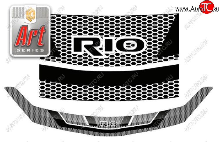 2 059 р. Дефлектор капота на CA-Plastic  KIA Rio  X (2020-2024) (Серия Art белая)  с доставкой в г. Санкт‑Петербург