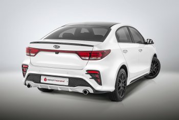 17 999 р. Задний бампер Kudos  KIA Rio  4 FB (2016-2020) дорестайлинг седан (Под парктроник и раздвоенный глушитель, Неокрашенный)  с доставкой в г. Санкт‑Петербург. Увеличить фотографию 2