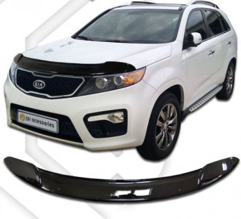 1 899 р. Дефлектор капота CA-Plastiс  KIA Sorento  XM (2009-2012) (Classic черный, Без надписи)  с доставкой в г. Санкт‑Петербург. Увеличить фотографию 1