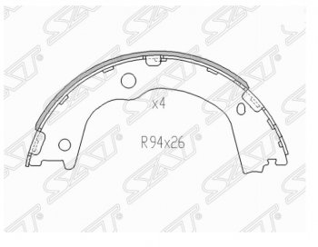 1 579 р. Колодки ручного тормоза SAT  Hyundai Santa Fe  CM (2009-2012), KIA Sorento  XM (2009-2012)  с доставкой в г. Санкт‑Петербург. Увеличить фотографию 1